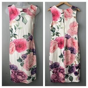 Premier Amour Sheath Dress Size 8 Floral Ponte Knit Office Siren Summer Romantic